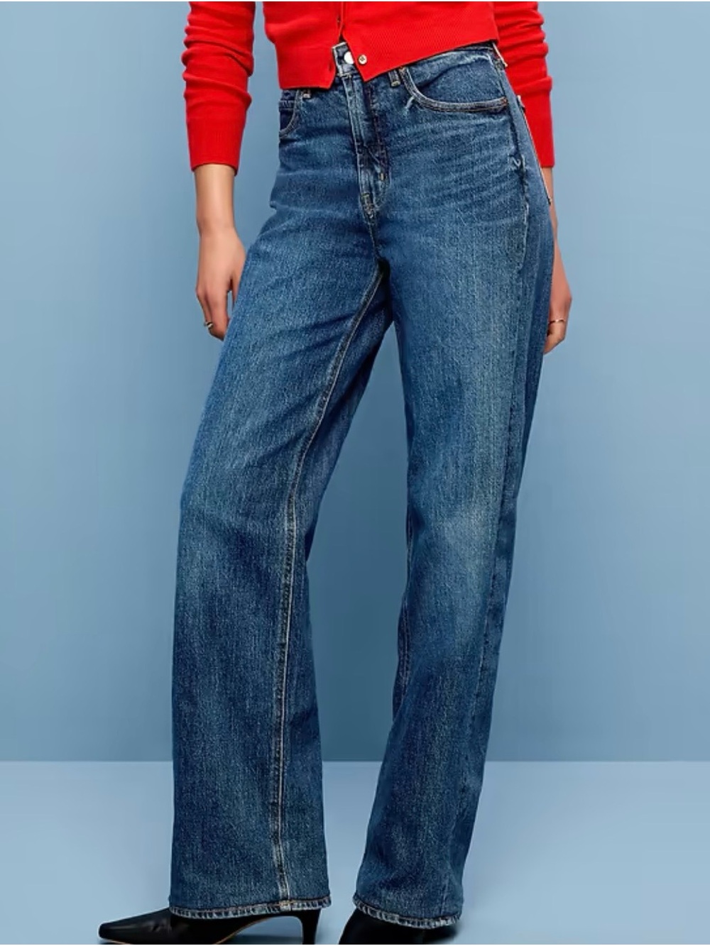Old Navy Women's Extra High-Rise Wide Leg Dark Wash Style Size 2 Tall